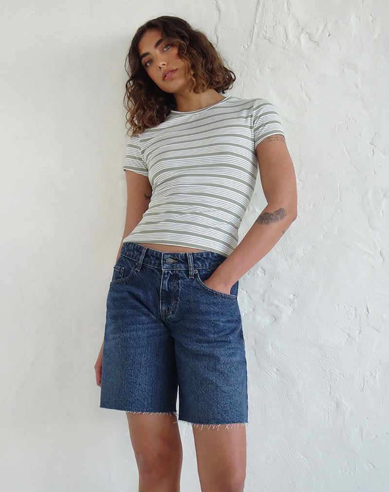 Pantalones cortos amplios de tiro bajo en azul medio de segunda mano