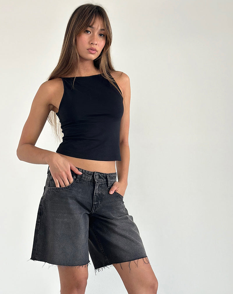 imagen de Roomy Low Rise Jorts en Washed Black Grey