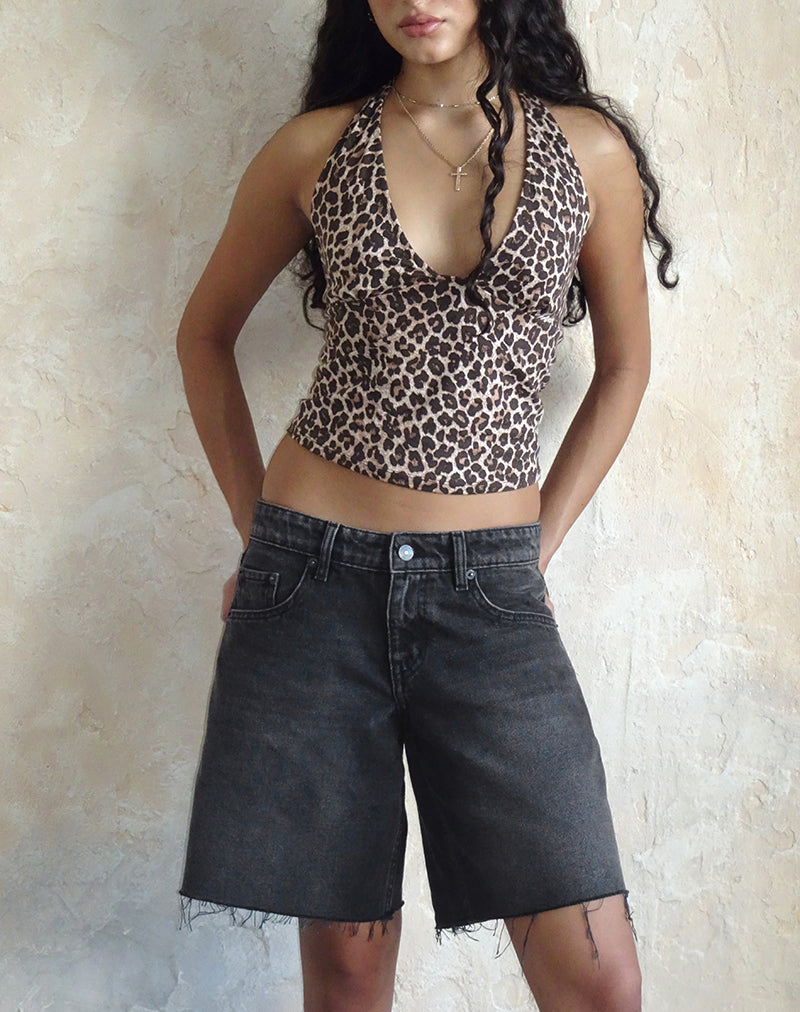imagen de Roomy Low Rise Jorts en Washed Black Grey