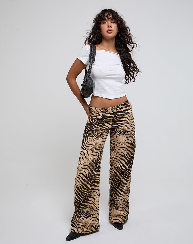 Pantalones anchos de tiro bajo con estampado de animales salvajes