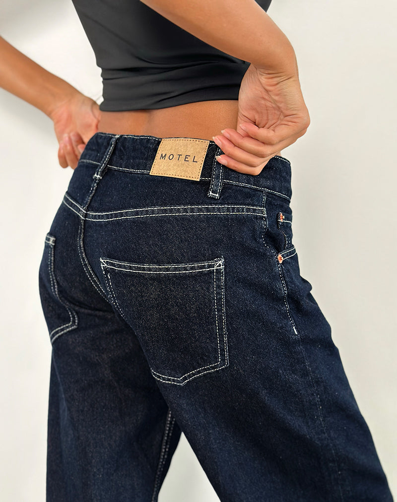Imagen de Low Rise Parallel Jeans in Indigo with Contrast Stitch