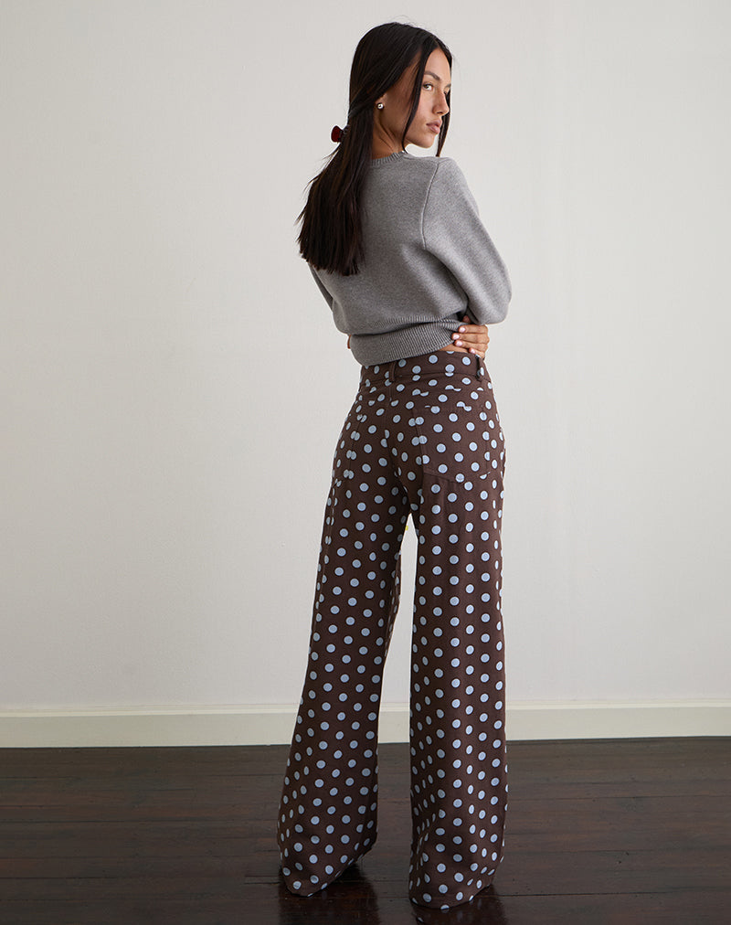 Image of Low Rise Roomy Trouser in Mono Polka Brown