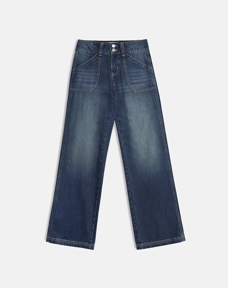 Imagen de Low Rise Relaxed Cargo Jeans en Mid Blue Tint