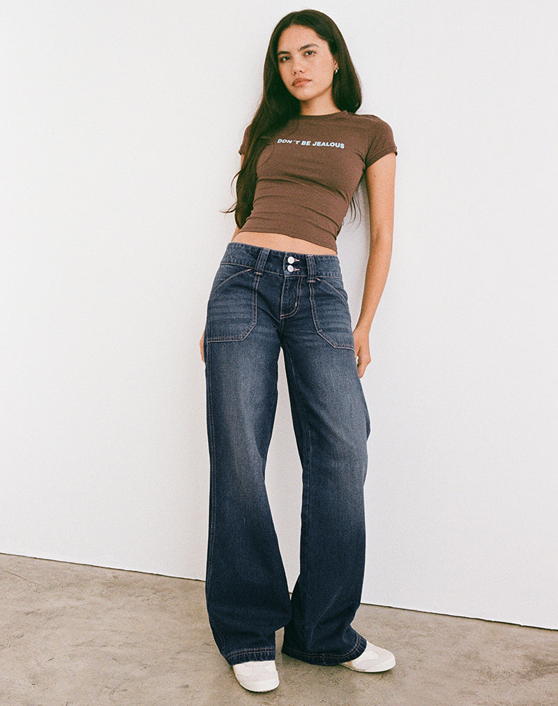 Imagen de Low Rise Relaxed Cargo Jeans en Mid Blue Tint