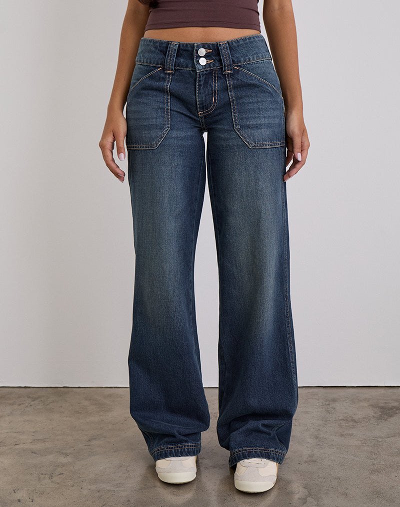 Imagen de Low Rise Relaxed Cargo Jeans en Mid Blue Tint