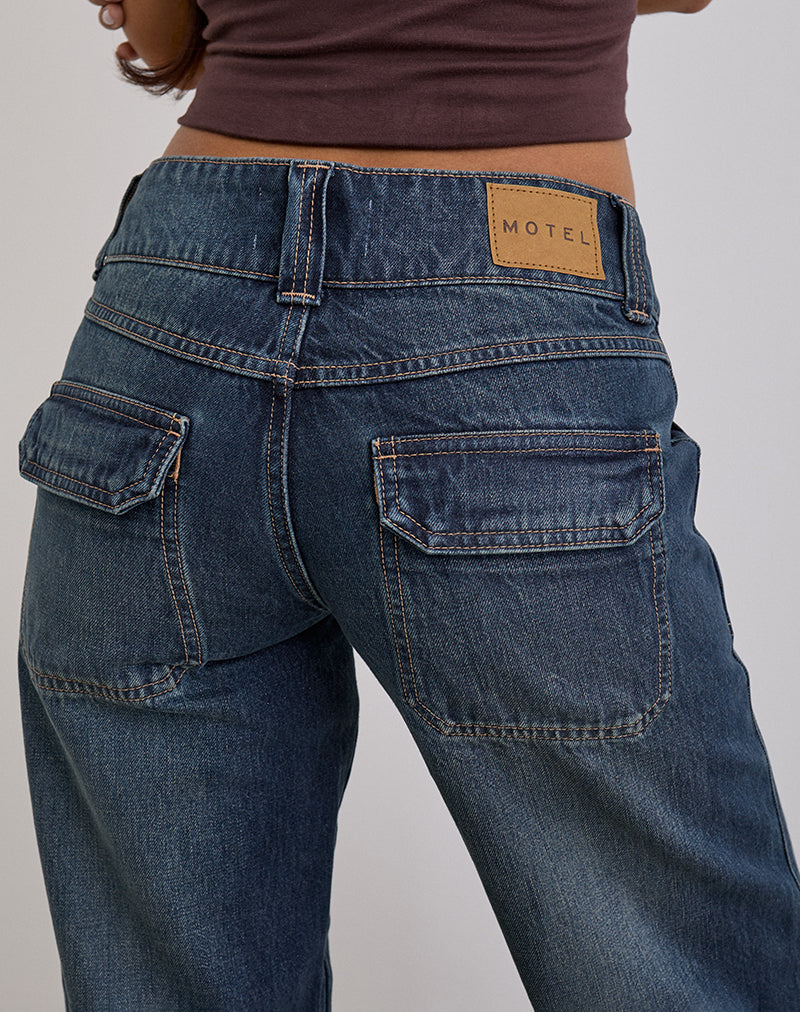 Imagen de Low Rise Relaxed Cargo Jeans en Mid Blue Tint