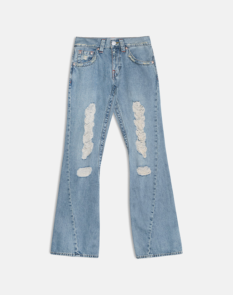 Imagen de Low Rise Twisted Seam Ripped Jean en True Blue
