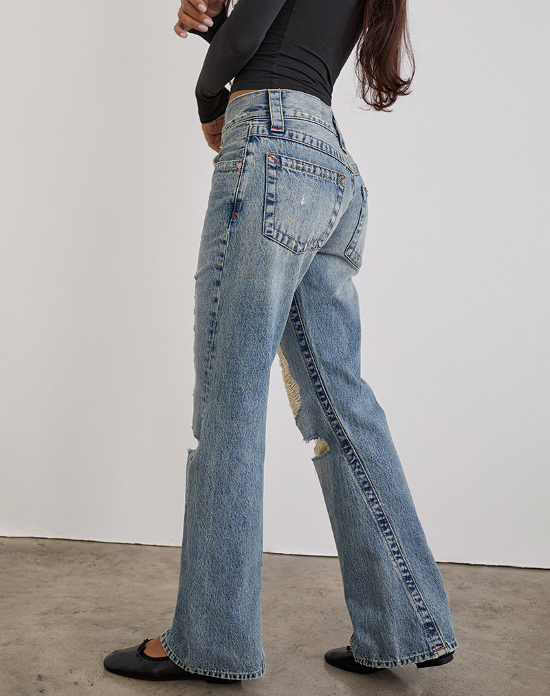 Imagen de Low Rise Twisted Seam Ripped Jean en True Blue