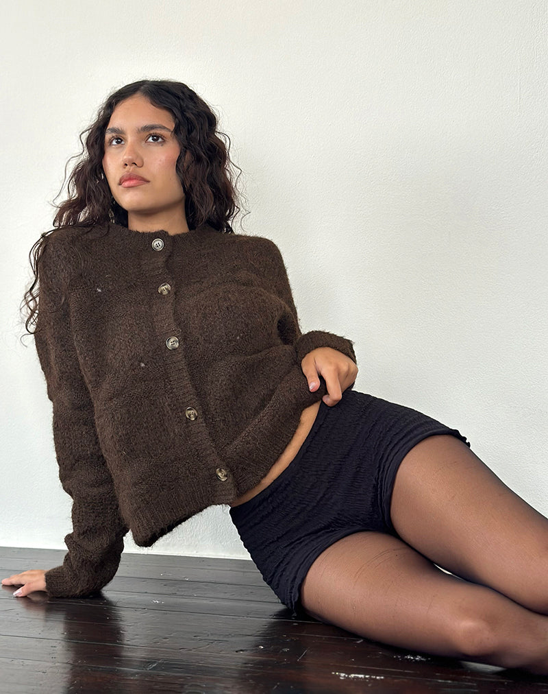 Imagen de Luciana Textured Knit Cardi en marrón oscuro