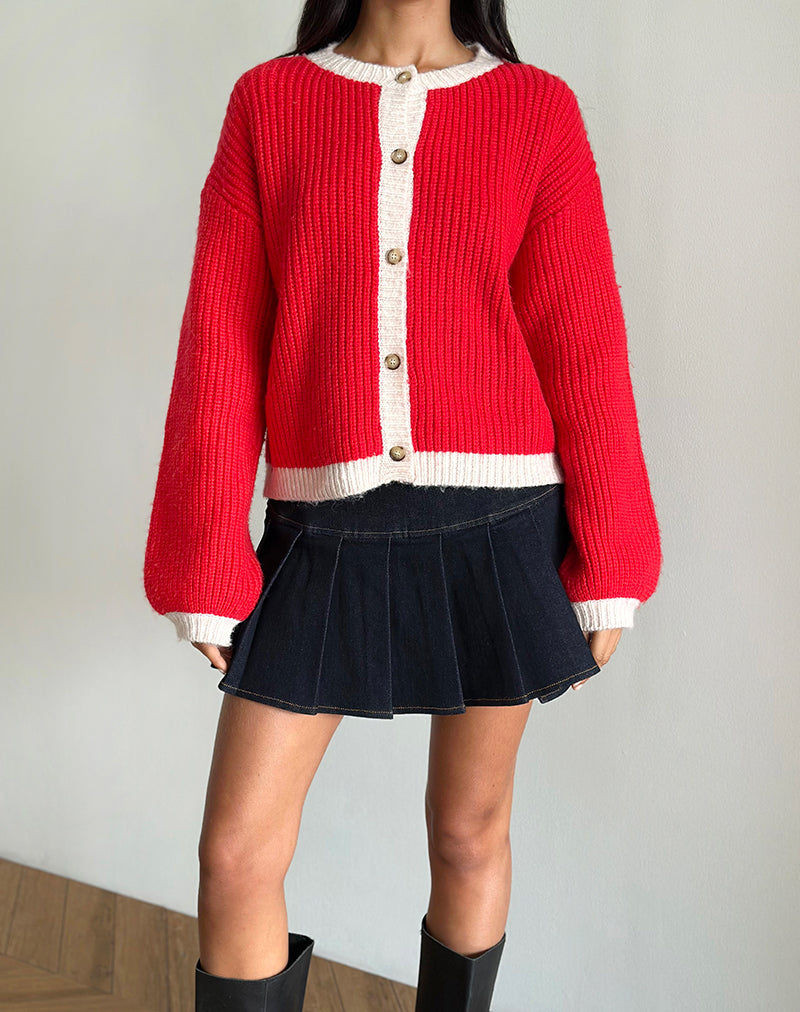 Imagen de Luciana Chaqueta de punto a contraste en rojo y rosa