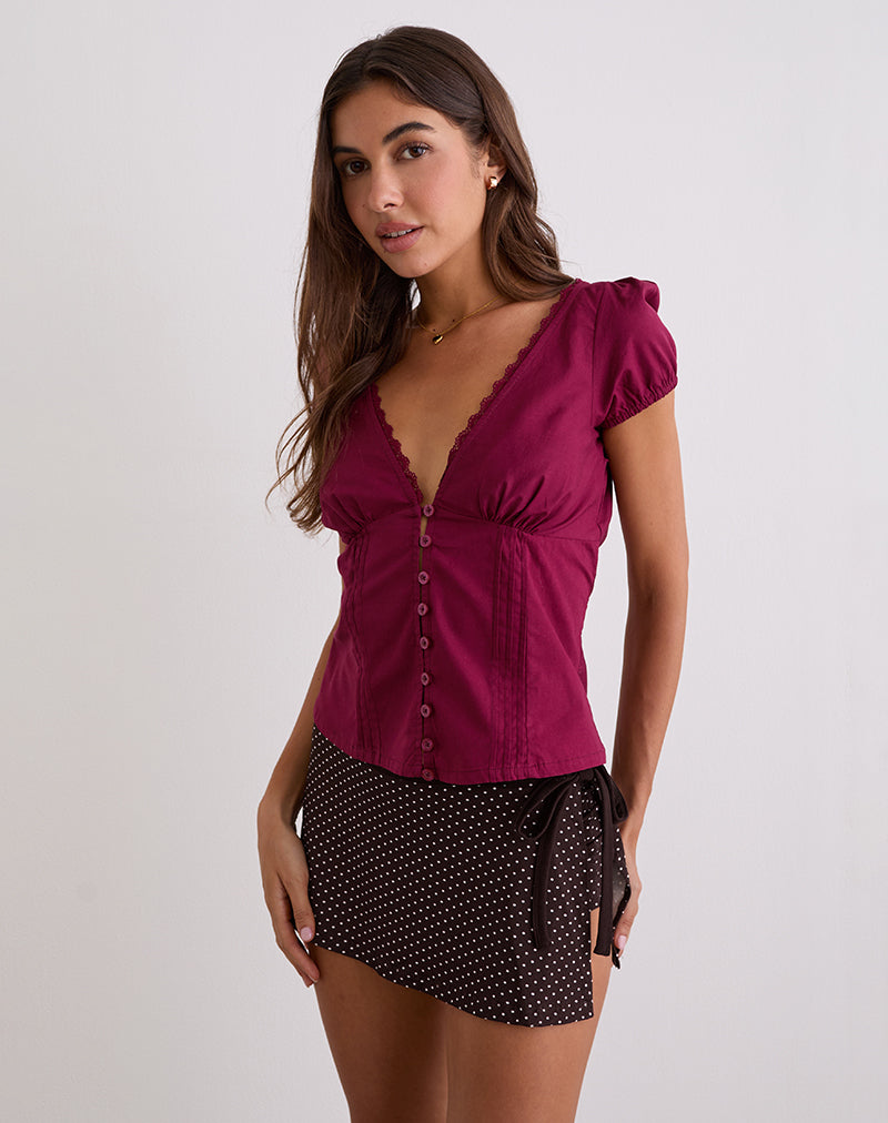 Falda Pantalón Luel en Micro Polka Marrón