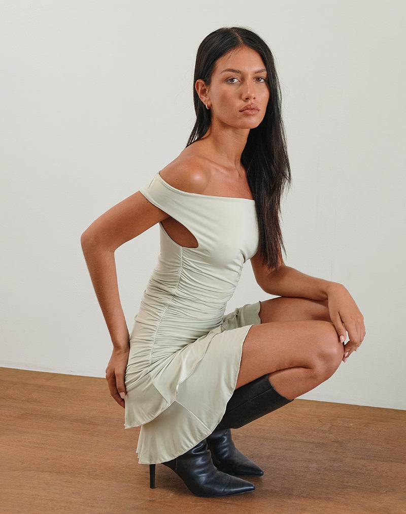 Imagen del minivestido Luella Ruffle en Slinky Sage