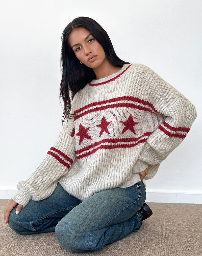 Jersey de gran tamaño Lulees de avena con raya de estrella