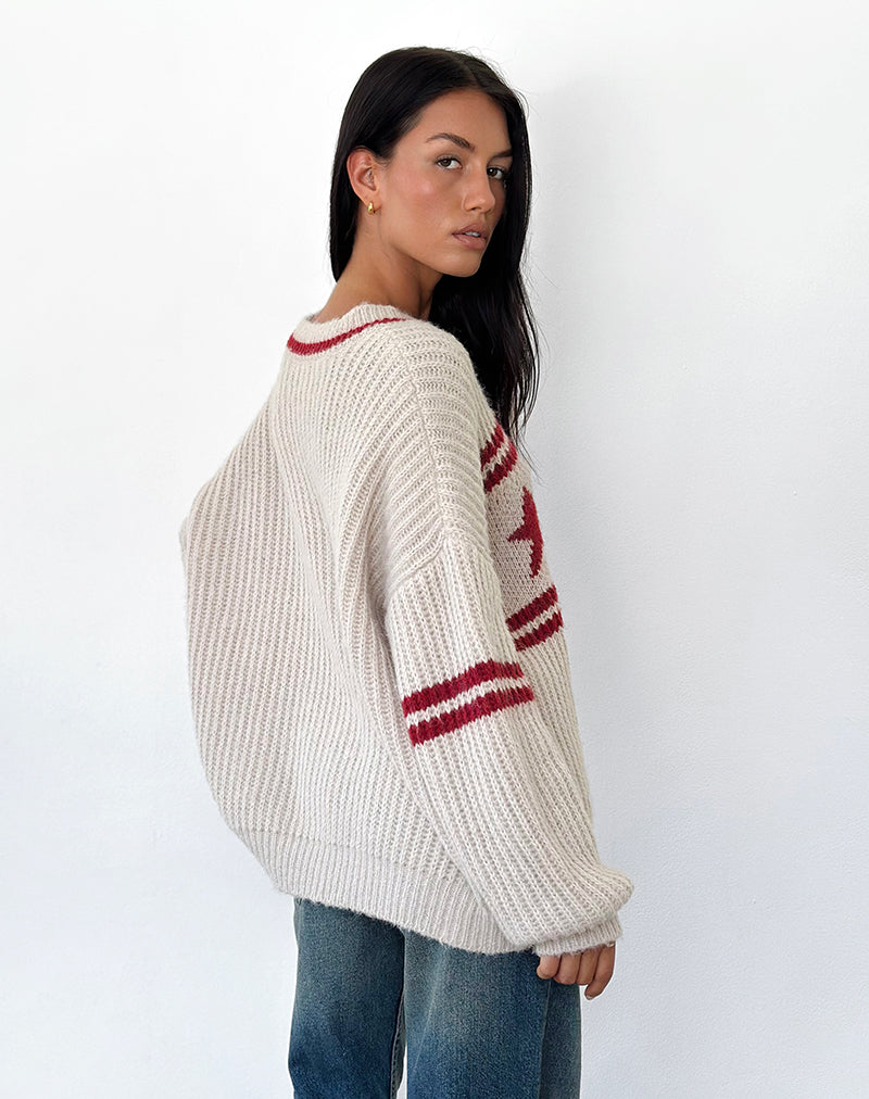 Imagen de Lulees Oversized Jumper in Oat with Star Stripe