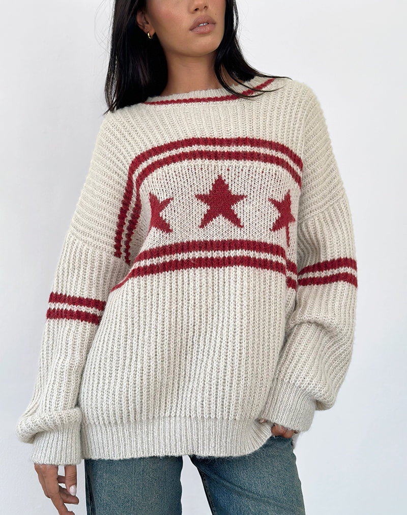 Jersey de gran tamaño Lulees de avena con raya de estrella
