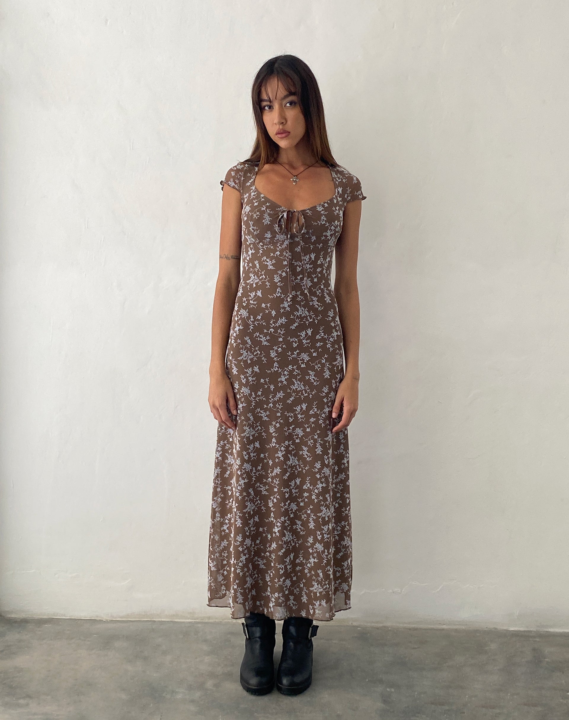 Imagen del vestido Lunama Midi Dress in Botanist Flock Dark Taupe