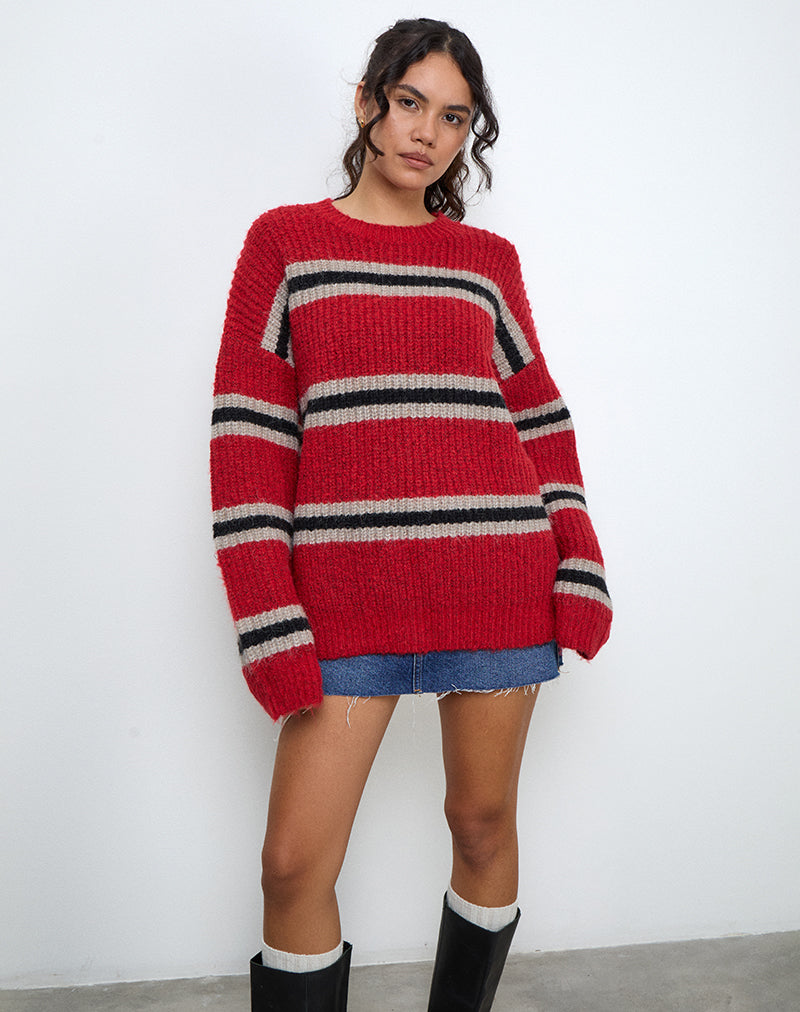 Jersey de punto Lunet de rayas rojas y negras
