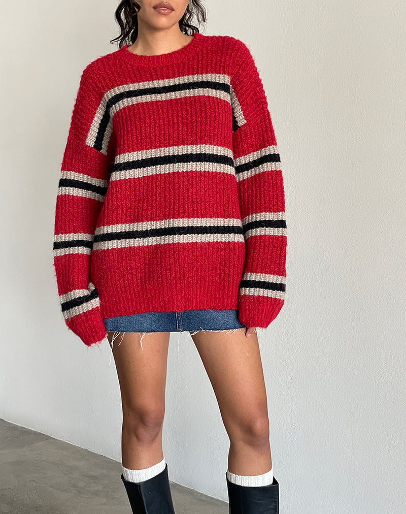 Jersey de punto Lunet de rayas rojas y negras