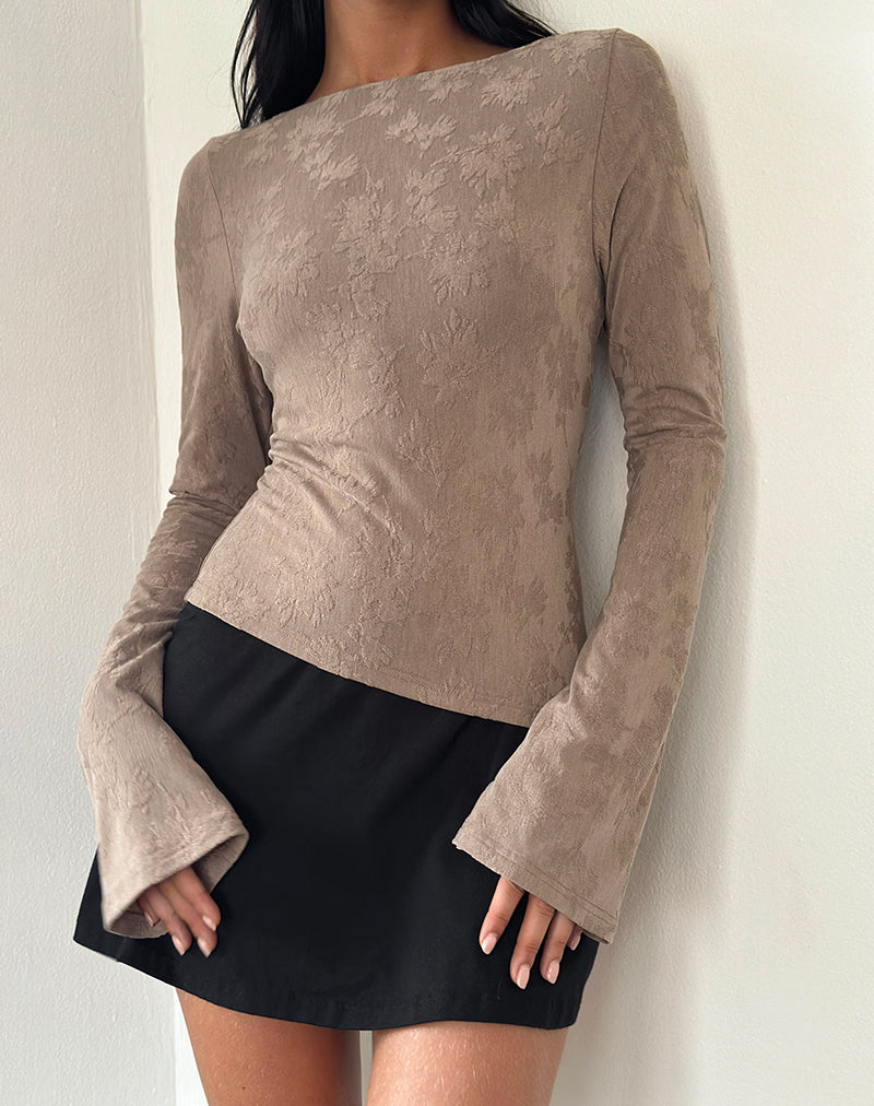 Camiseta de manga larga Lunica en jacquard Light Taupe