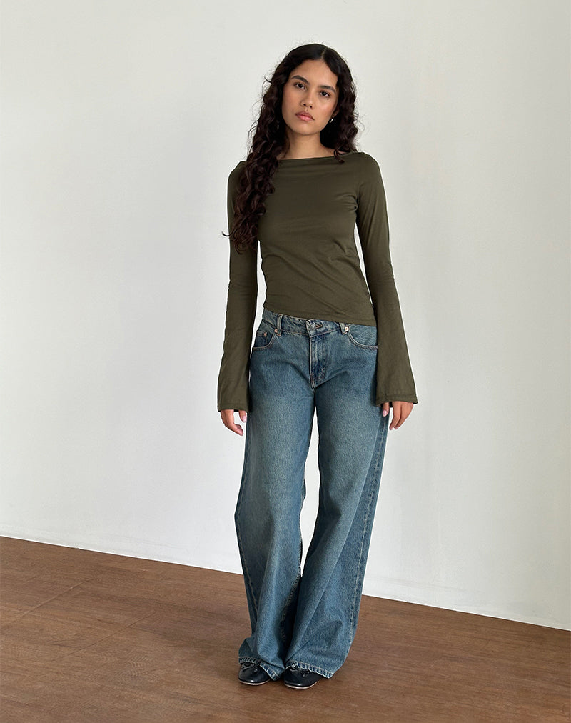 Imagen de Lunica Top en tejido Jersey Oliva