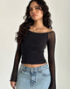 Imagen de Lutana Bardot Top en Mesh Negro