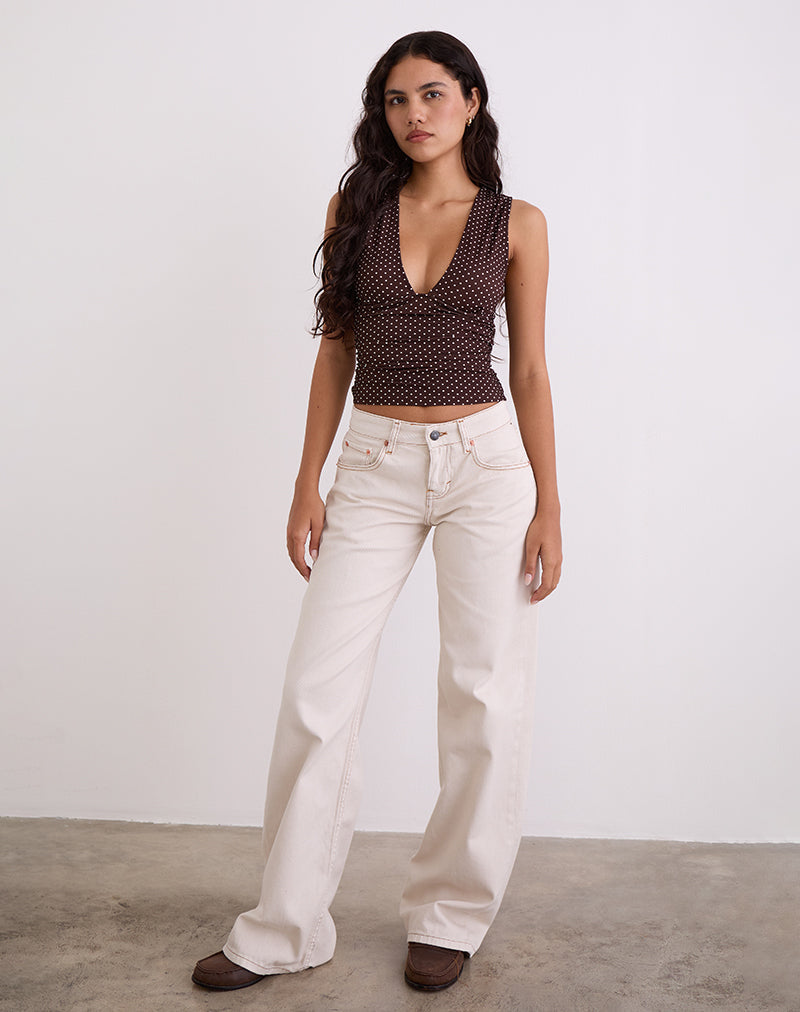Imagen de Lycia Plunge Top en Micro Polka Marrón