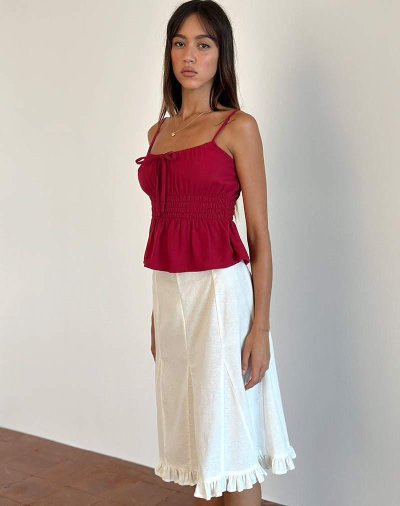 Imagen de Lyncia Tie Front Cami Top in Adrenaline Red