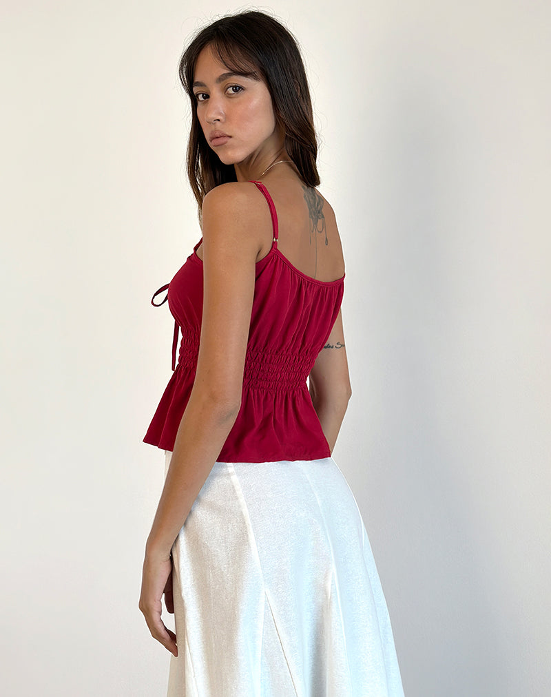Imagen de Lyncia Tie Front Cami Top in Adrenaline Red
