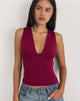 Image of Lynod Plunge Top in Rayon Burgundy