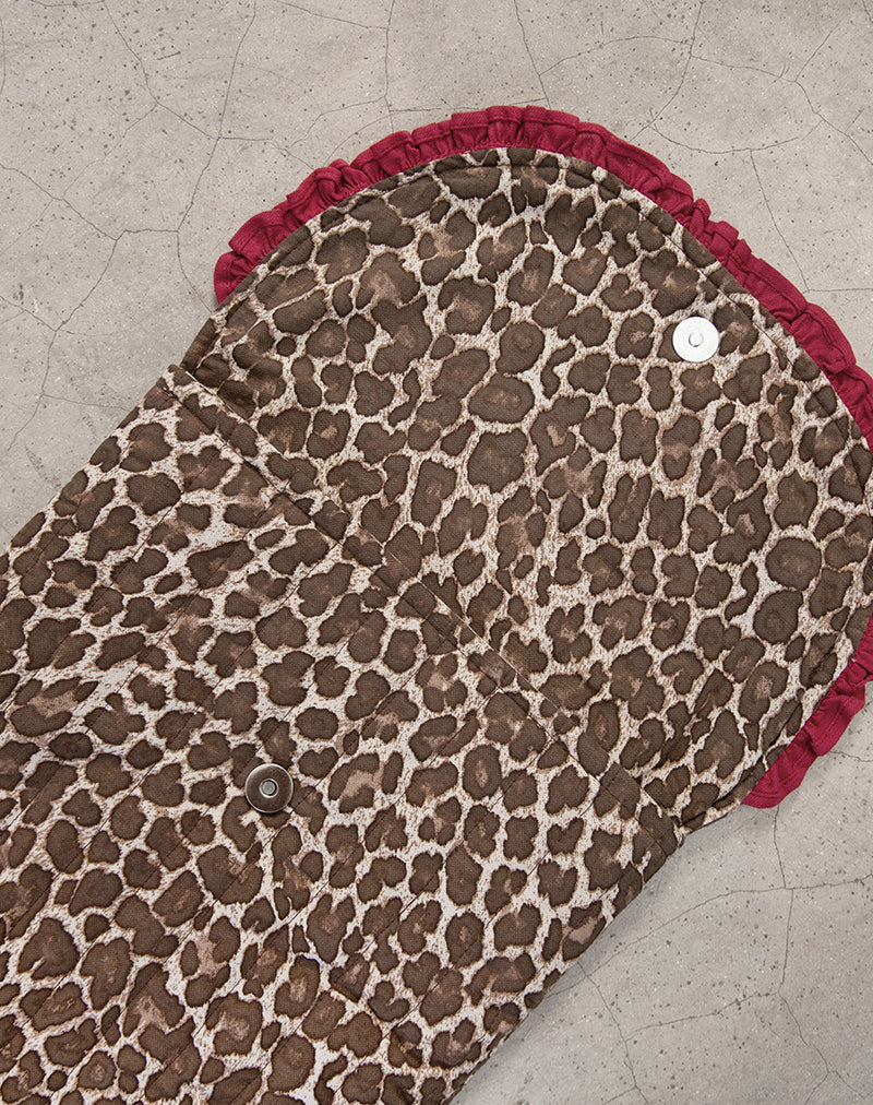 Image of Bolsa para ordenador portátil con estampado de leopardo y volante rojo