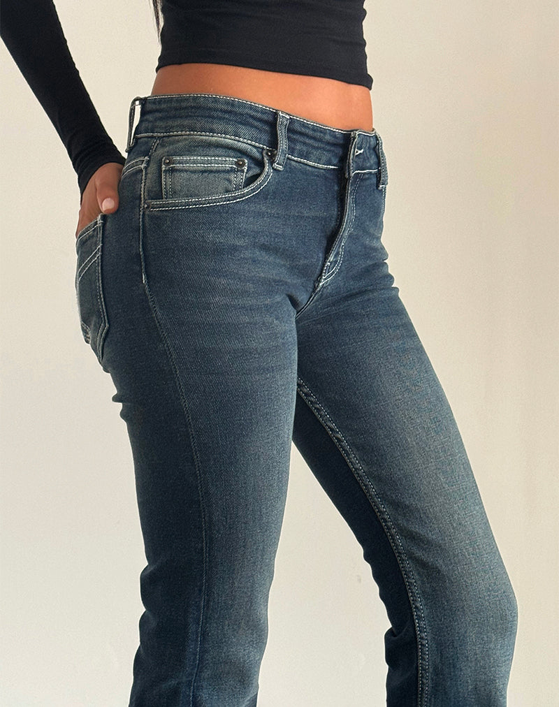 Imagen de Low Rise Bootleg Jeans en Heavy Stitch Vintage Indigo