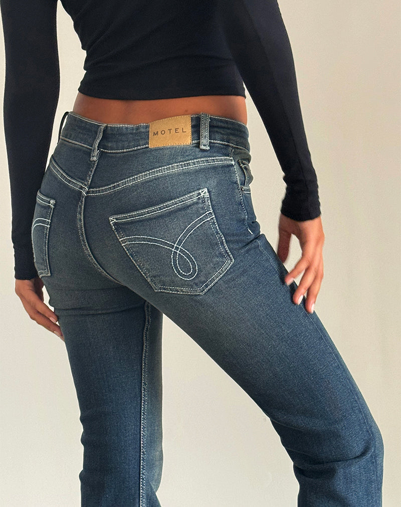 Imagen de Low Rise Bootleg Jeans en Heavy Stitch Vintage Indigo