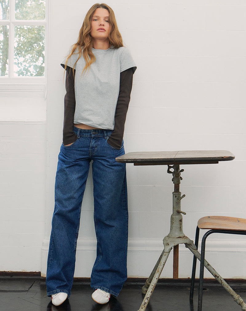Imagen de Low Rise Parallel Jeans en Mid Blue Used
