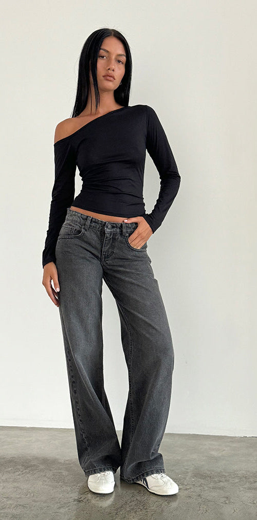 Imagen de Low Rise Parallel Jeans en gris negro lavado