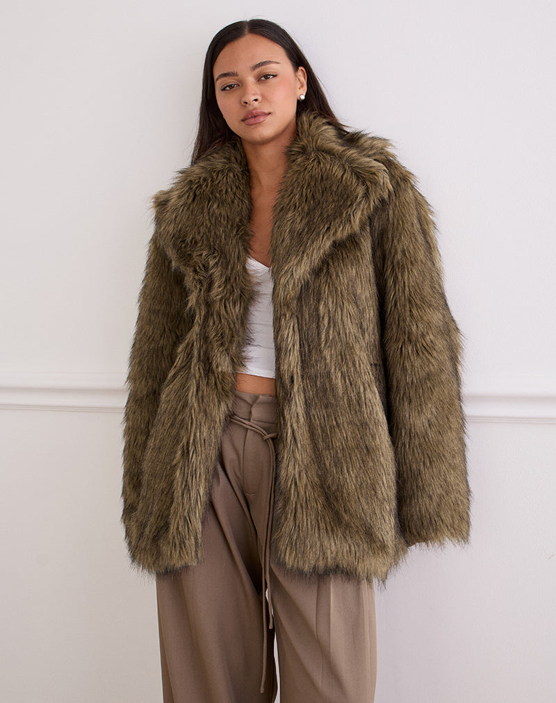 Chaqueta Lupita de pelo largo sintético marrón