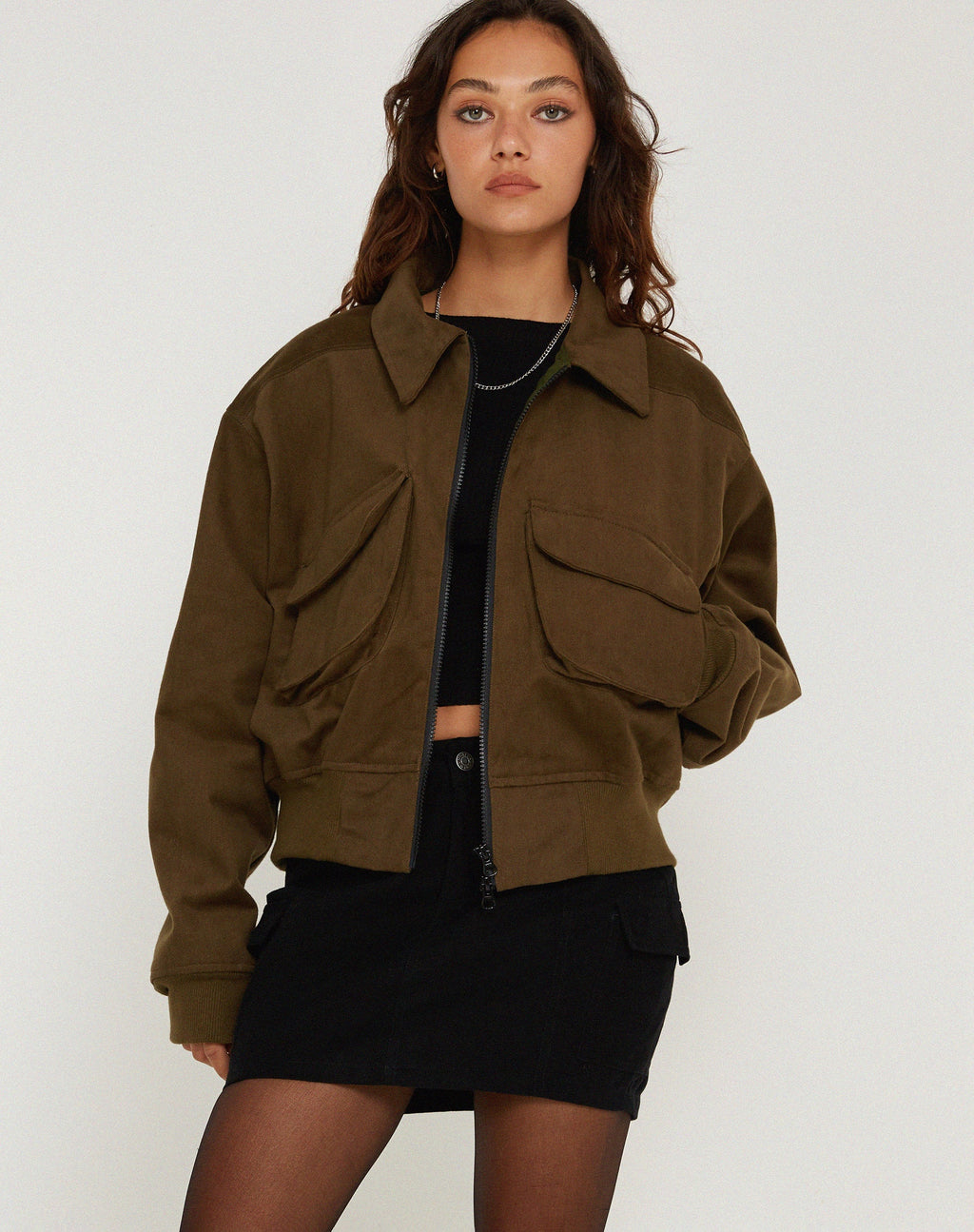 Chaqueta MA2 en Twill Suede Caqui
