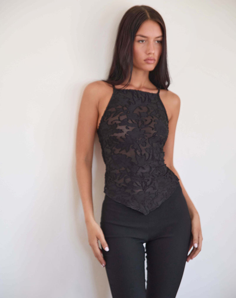 Imagen de Maddison Top en Sheer Flower Negro