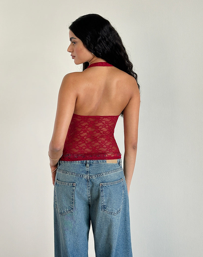 Imagen de Maggha Top cuello redondo de encaje Mari Rojo
