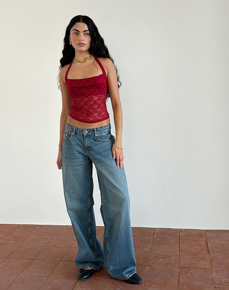 Imagen de Maggha Top cuello redondo de encaje Mari Rojo