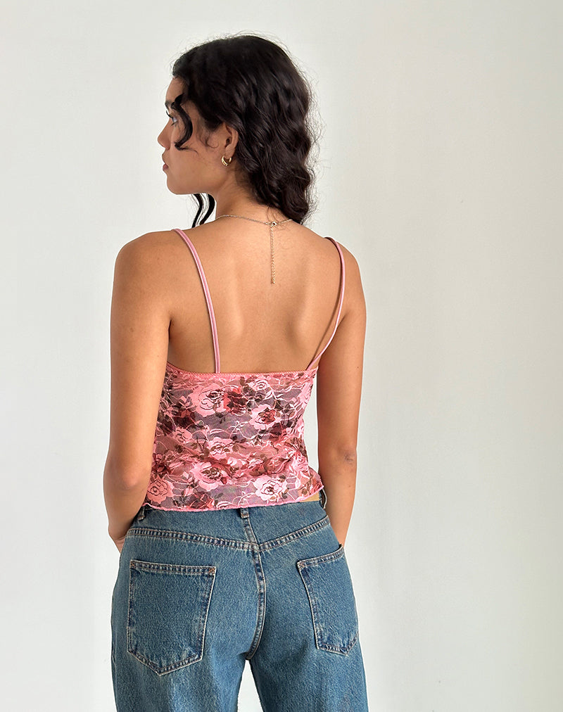 Imagen de Magita Top en encaje rosa Floral Bloom