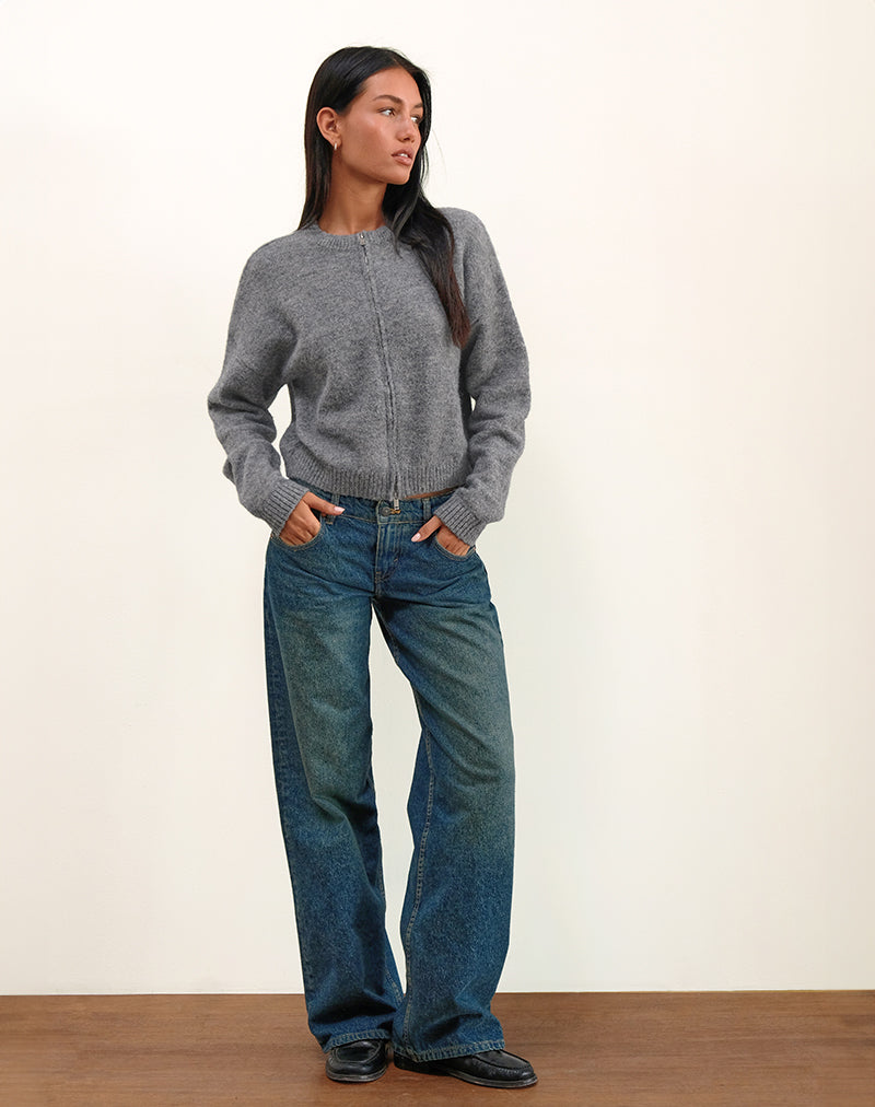 Imagen de Maira Zip Through Jacket in Knit Grey