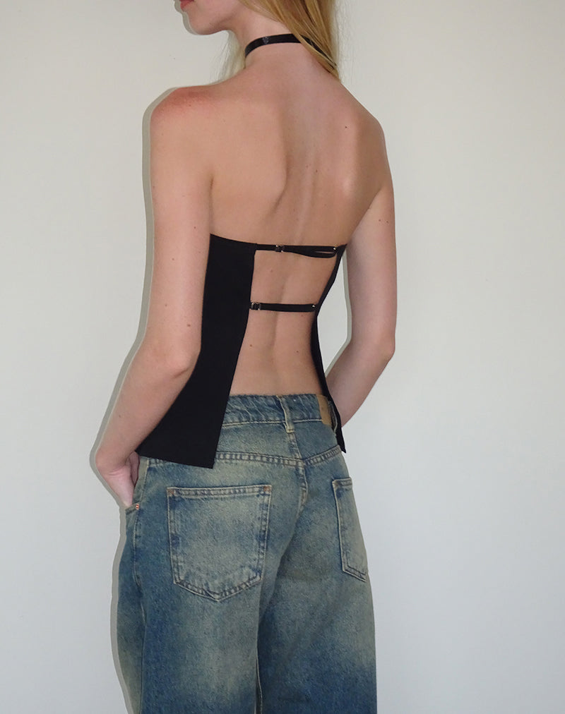 Imagen de Mairi Longline Bandeau Top en Negro Sastrería