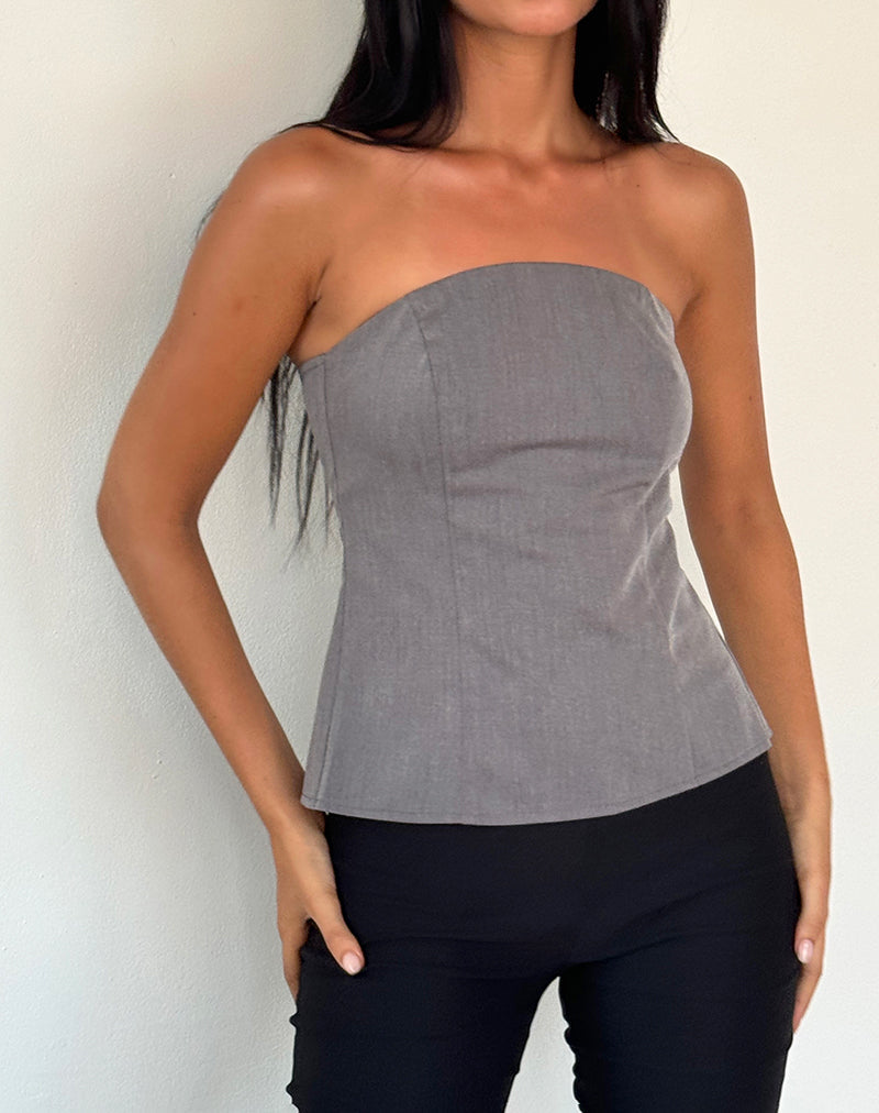 Imagen de Mairi Longline Bandeau Top en Carbón Sastrería