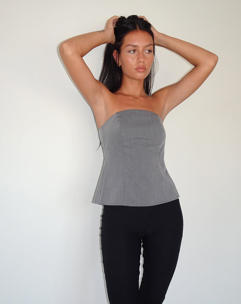 Imagen de Mairi Longline Bandeau Top en Carbón Sastrería