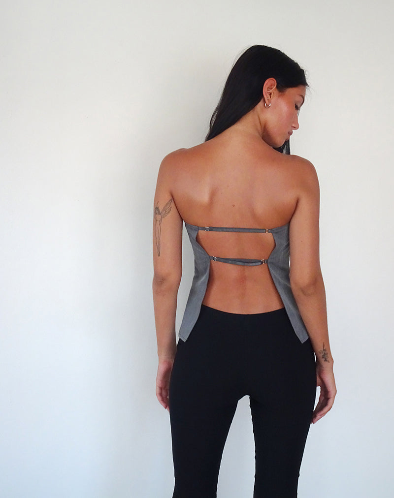 Imagen de Mairi Longline Bandeau Top en Carbón Sastrería