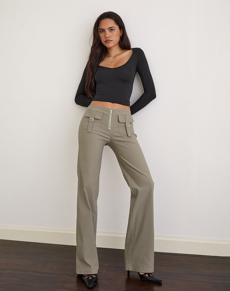 Imagen de Maite Pantalón de bolsillo en sastrería Topo