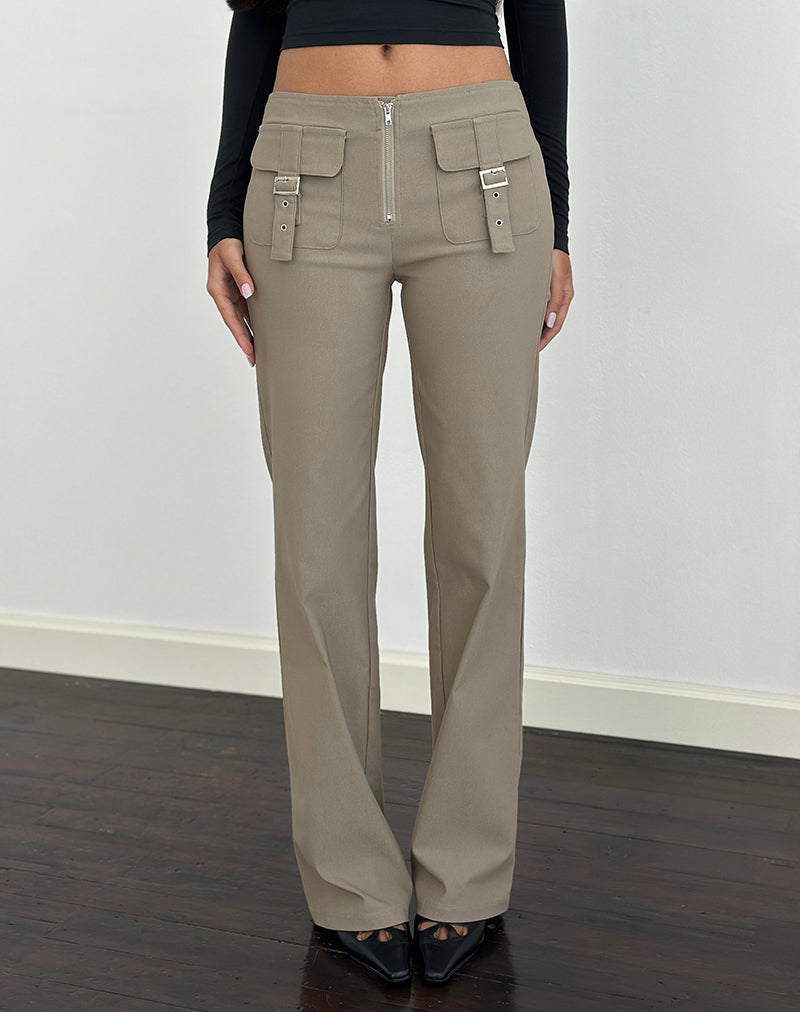 Imagen de Maite Pantalón de bolsillo en sastrería Topo