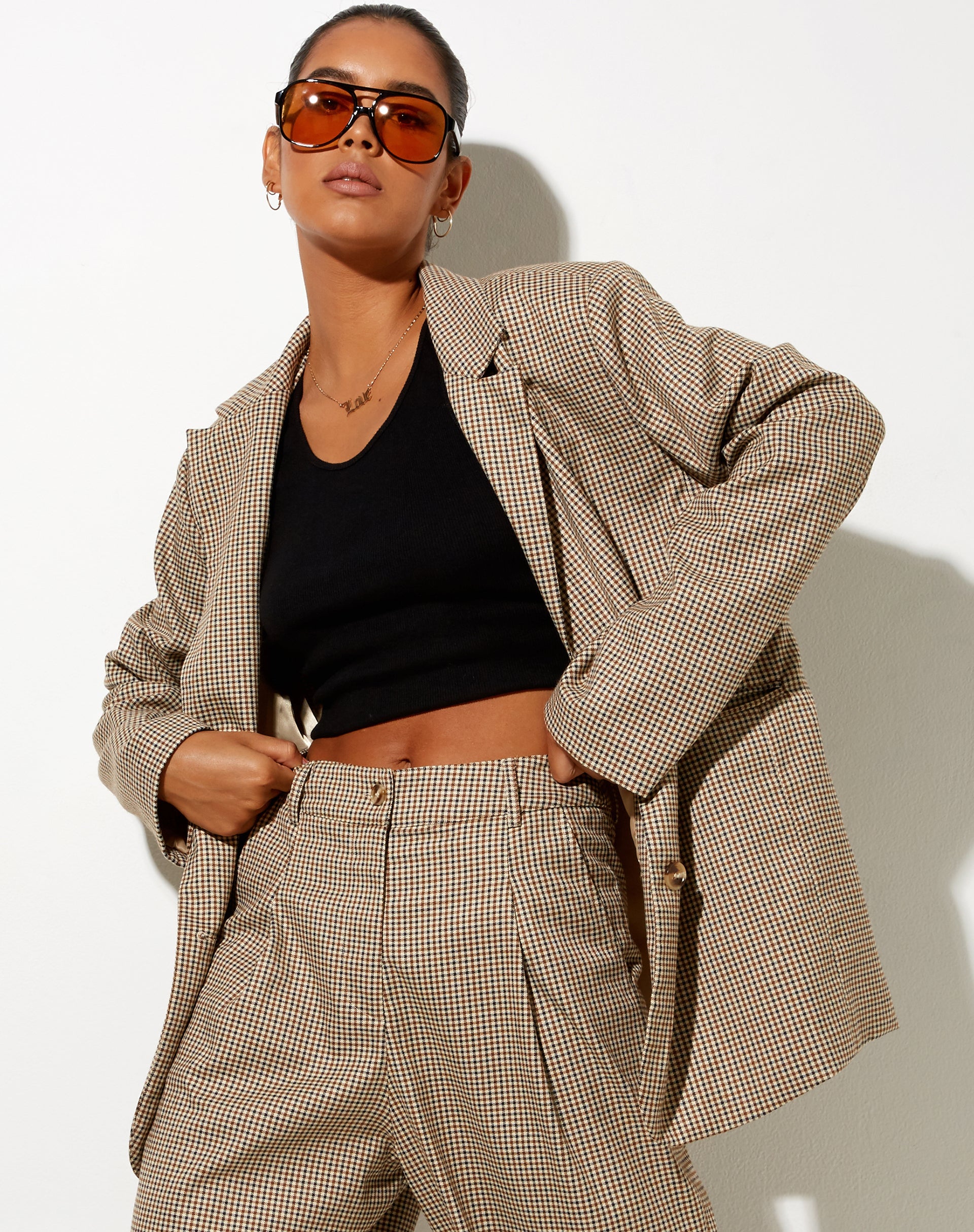 Imagen de Maiwa Blazer en cuadros pequeños Marrón