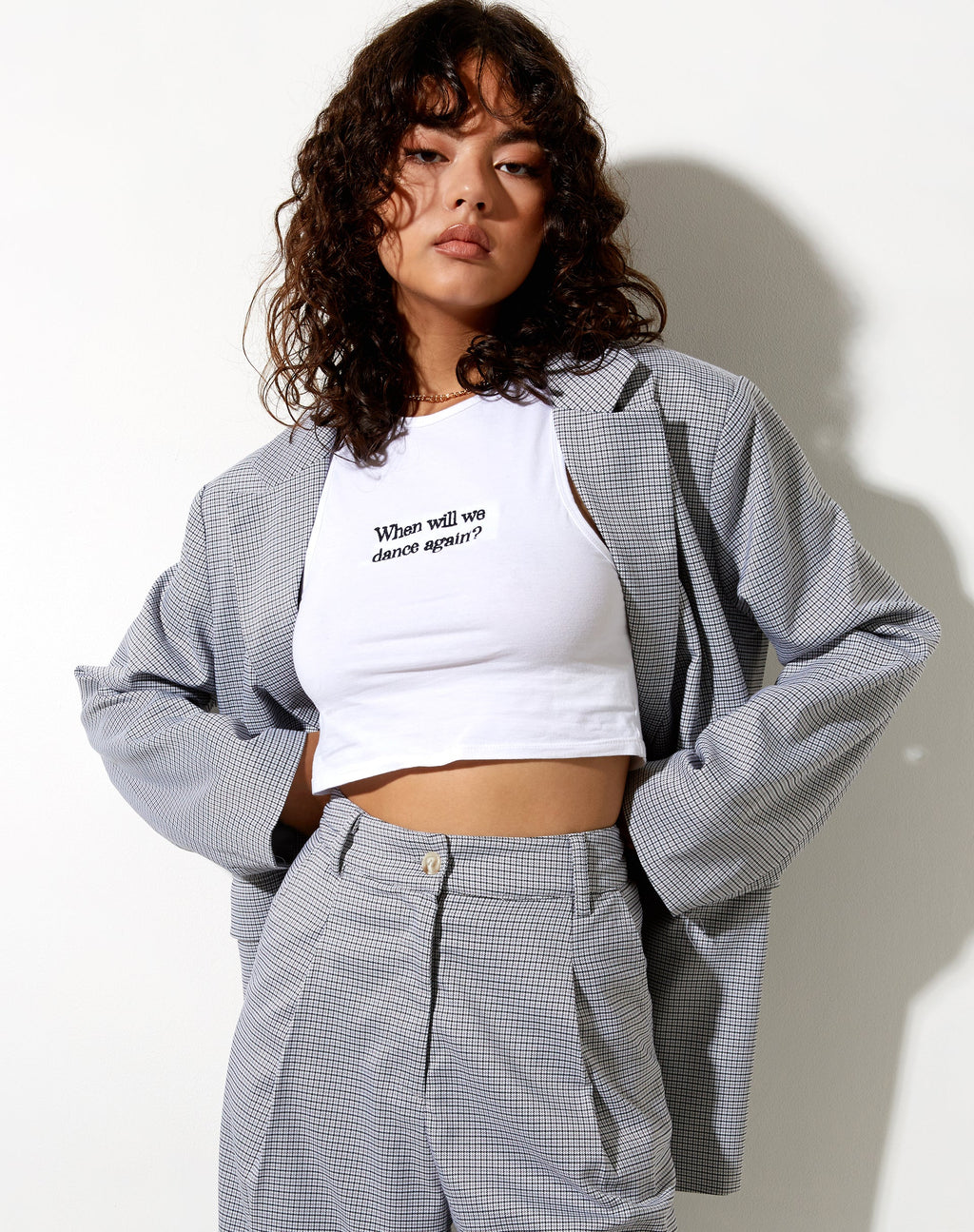 Maiwa Blazer en cuadros pequeños Negro Gris