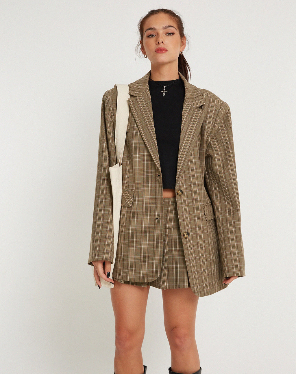 Blazer Maiwa a cuadros marrón